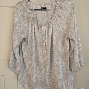 Women's Apt 9 Neutral Printed Peasant Blouse - Beige/White Size 0X